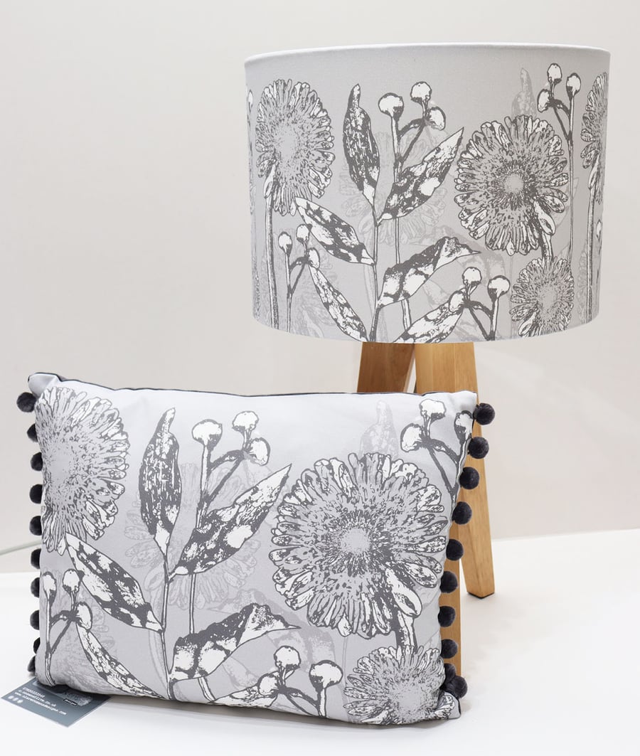 Handmade 30cm Drum Lampshade made from bespoke Gerbra fabric