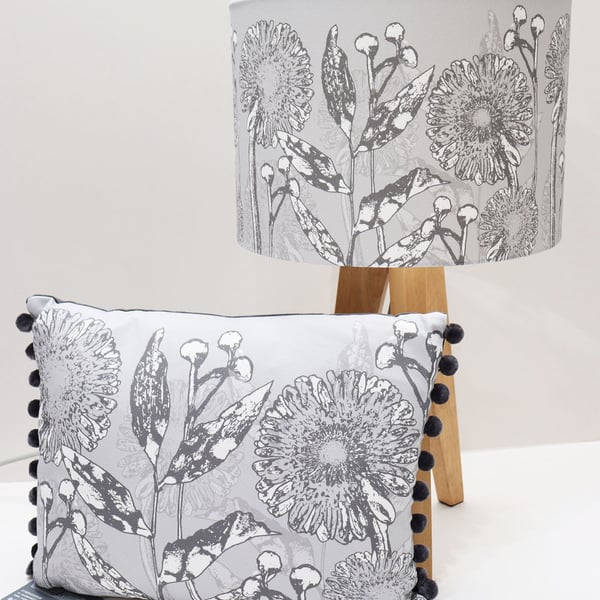 Handmade 30cm Drum Lampshade made from bespoke Gerbra fabric