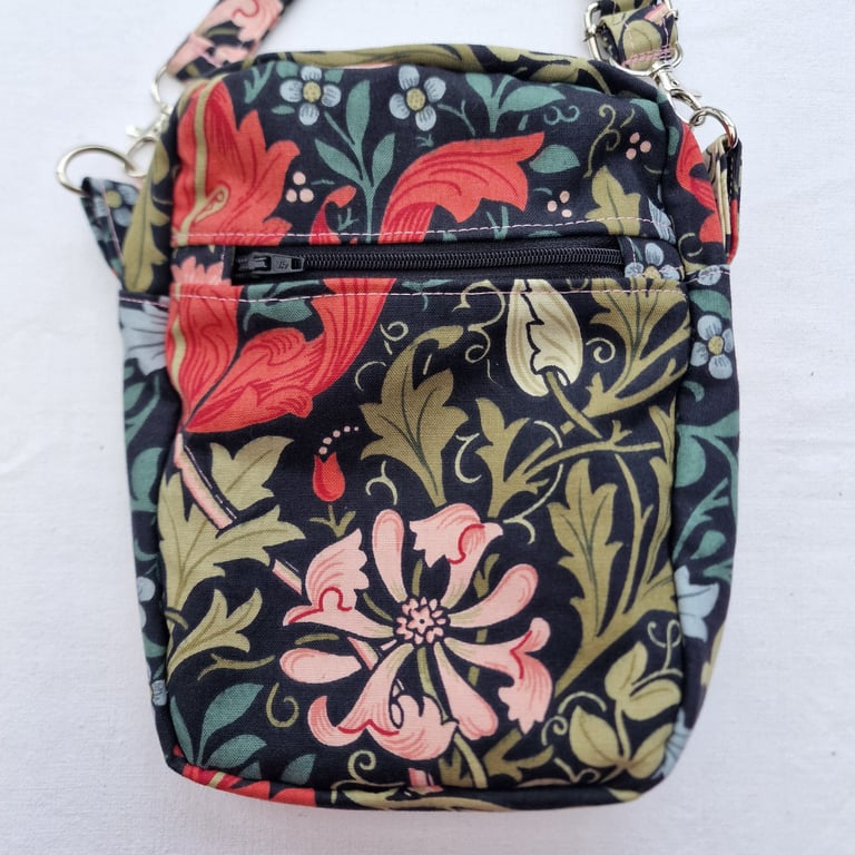 Handmade William Morris "Compton" crossbody "essentials" bag 