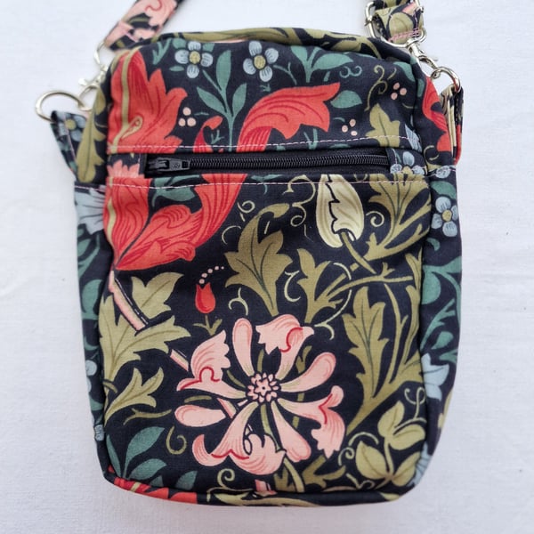 Handmade William Morris "Compton" crossbody "essentials" bag 