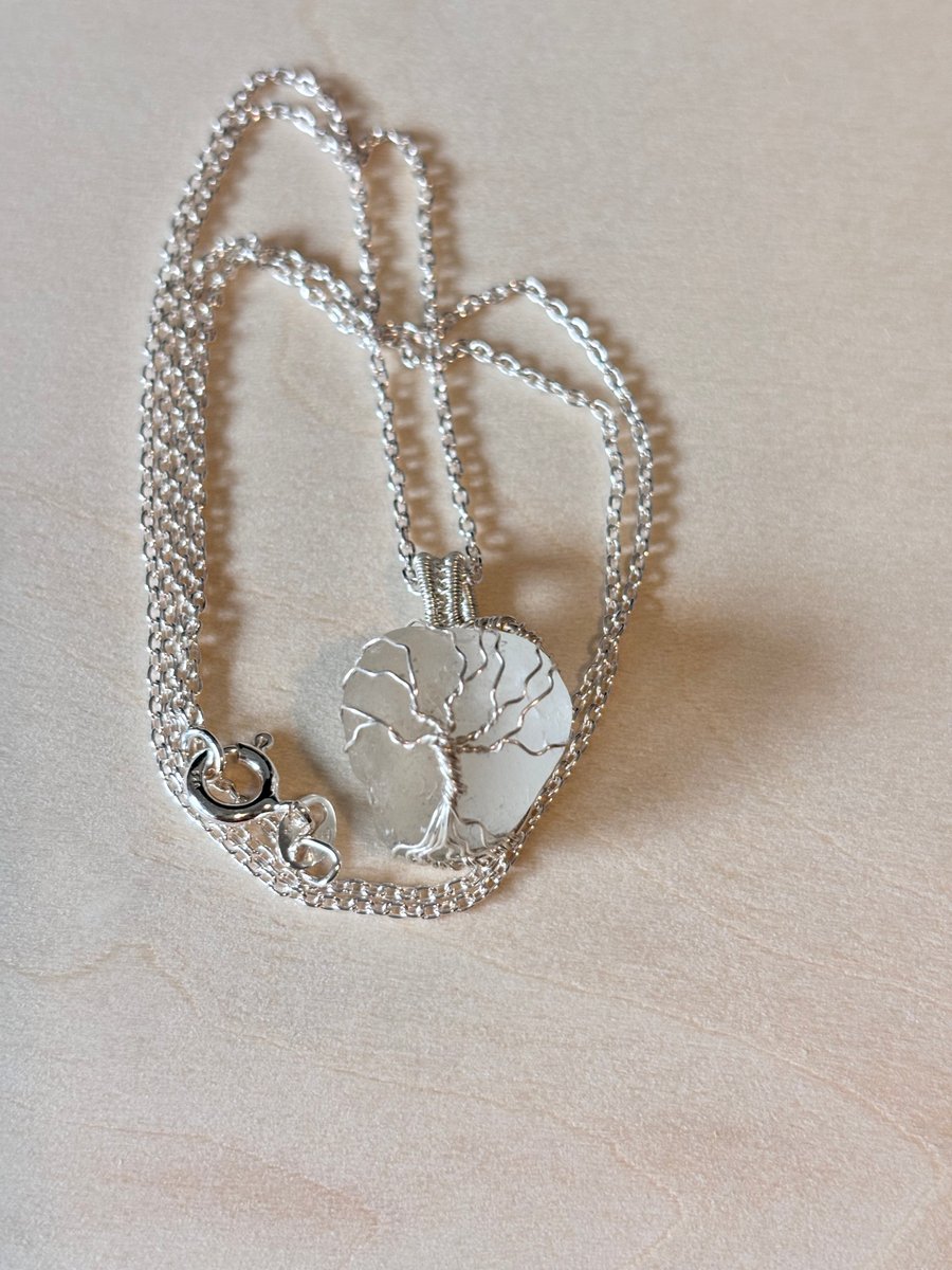 Beautiful Scottish Sea Glass Tree of Life Pendant