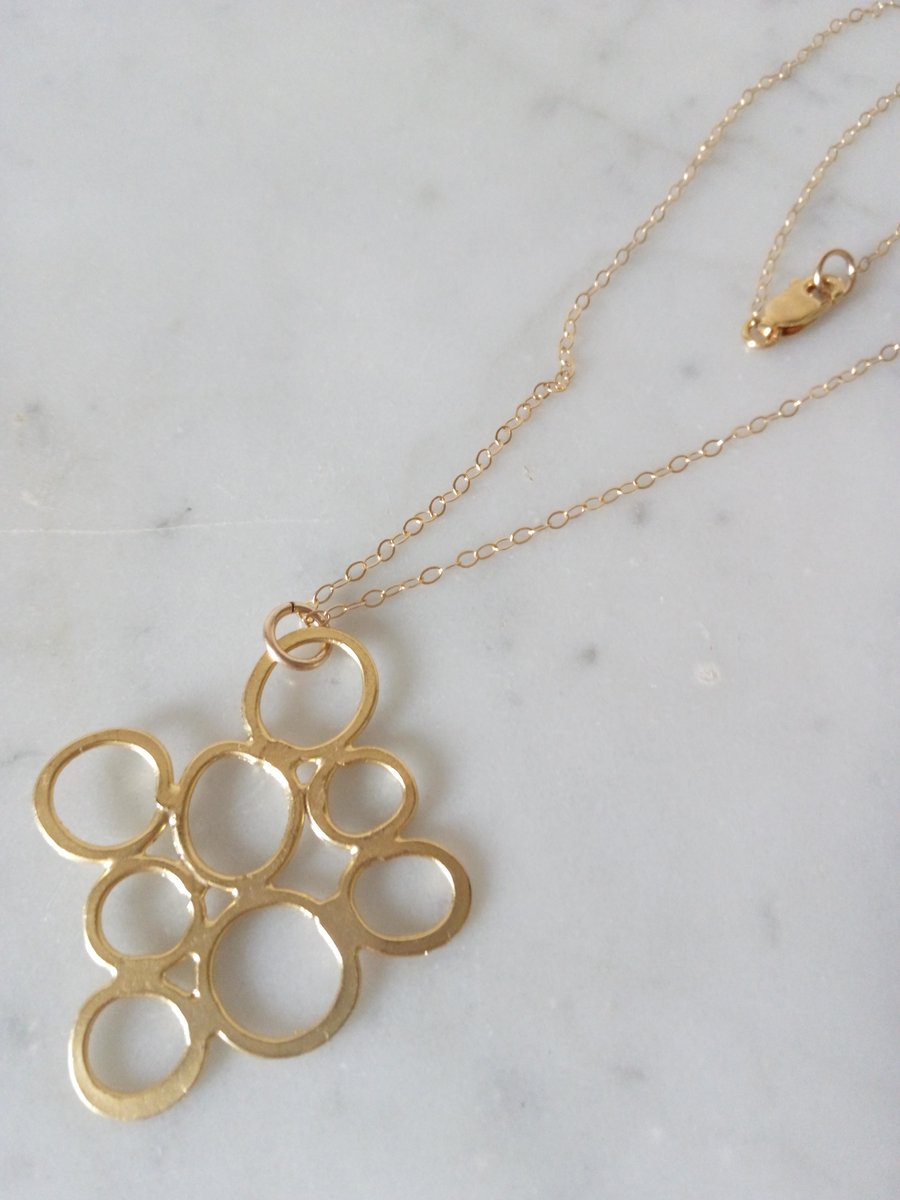 14K MATTE GOLD FROSTED BUBBLE NECKLACE - - FREE SHIPPING WORLDWIDE