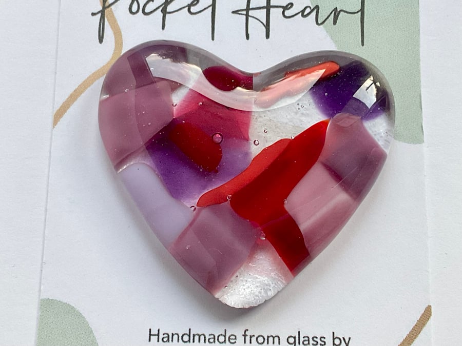 Handmade fused glass pocket heart