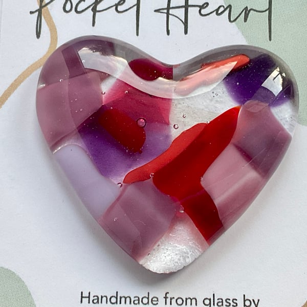 Handmade fused glass pocket heart