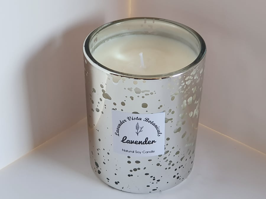 Luxury Lavender Natural Soy Candle - Silver 