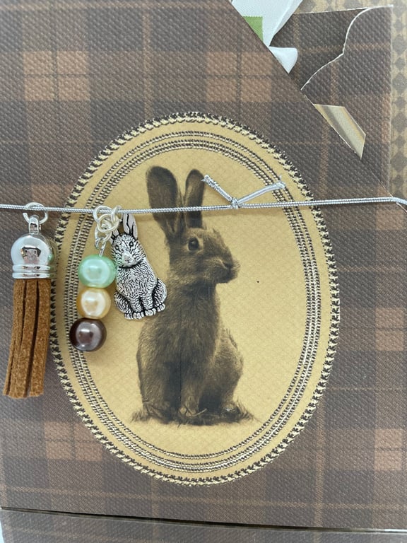 Ephemera - Tartan rabbit tag folder by Carolee Crafts PB8 - 0035