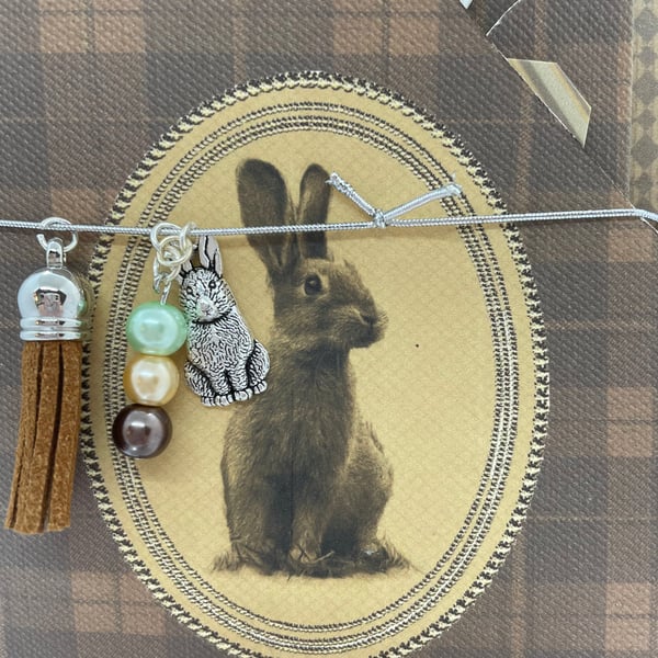 Ephemera - Tartan rabbit tag folder by Carolee Crafts PB8 - 0035