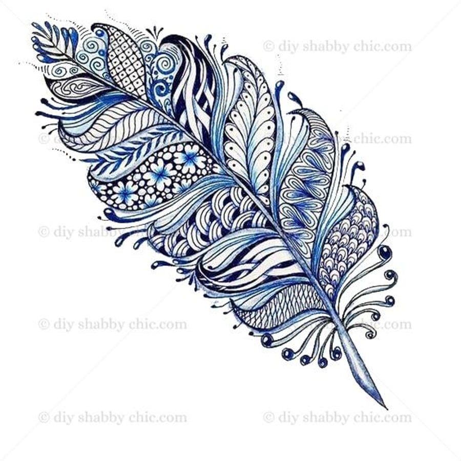 Waterslide Furniture Decal Vintage Image Transfer DIY Shabby Chic Mandal Feather