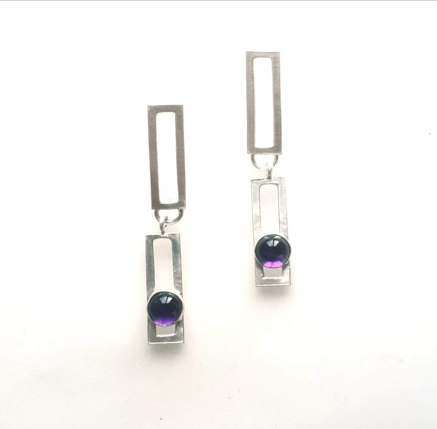 Magerit by Fedha - geometric sterling silver dangles set with amethyst