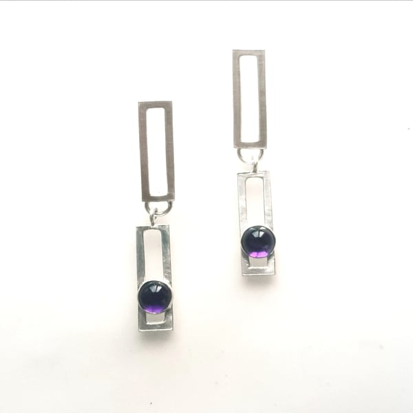 Magerit by Fedha - geometric sterling silver dangles set with amethyst