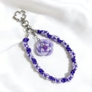 Purple & Lilac Macramé Phone Chain with Cherry Blossom Key Ring