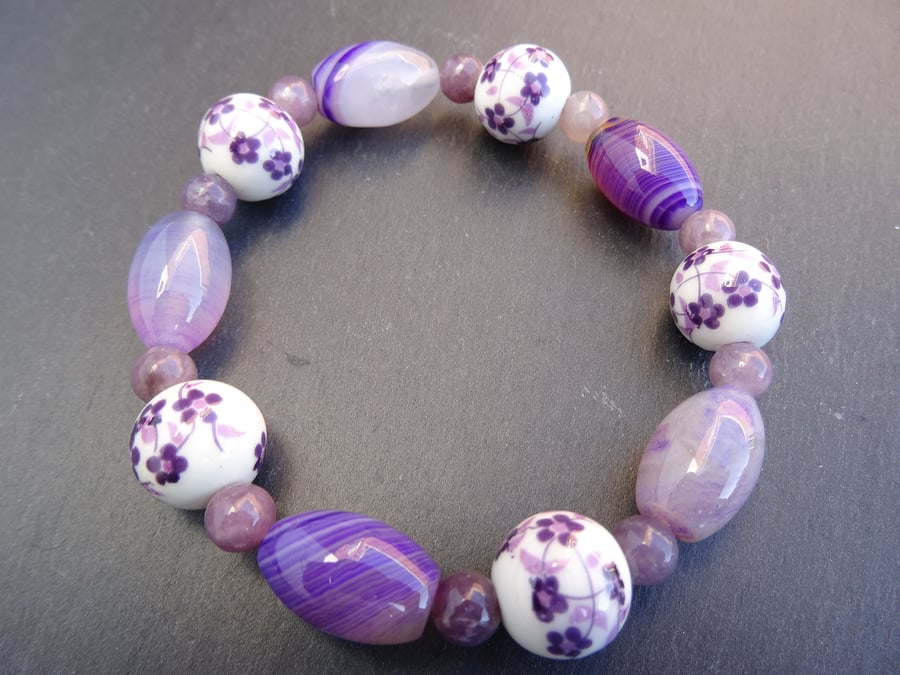Porcelain and Agate Bracelet