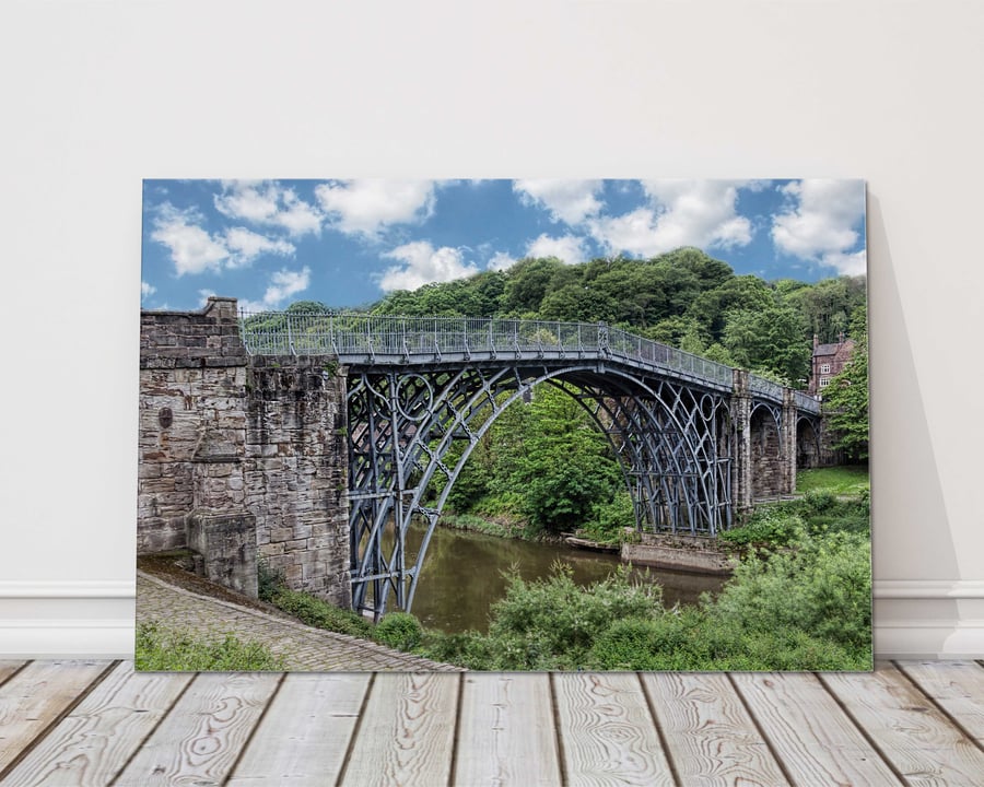 Iron Bridge, Shropshire. Canvas picture print. 14"x10" (18mm depth)