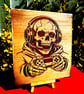 Skull boy gamer. Wooden plaque 