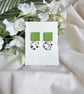 White and Abstract Black with Green Polymer Clay Earrings 