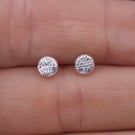 Small Sterling Silver Studs, Handmade Hammered Silver Earrings