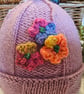 Designer Baby Girl's Flower Hand Knitted Hat  with Marino Wool 1-2 years  - Image 3