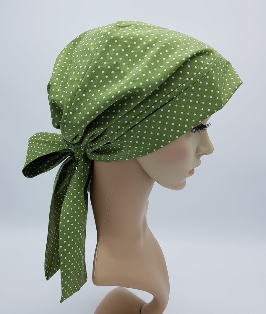 Nurse head cover, elasticated and lined cotton head wear for women, head snood