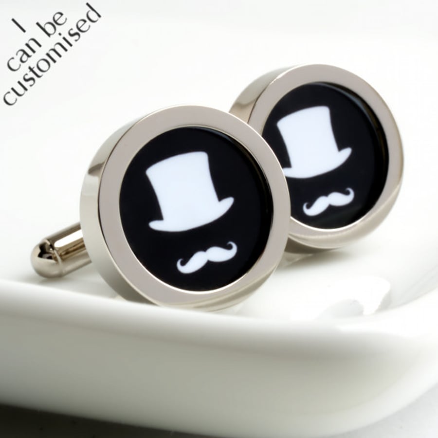 Top Hat and Moustache Cufflinks