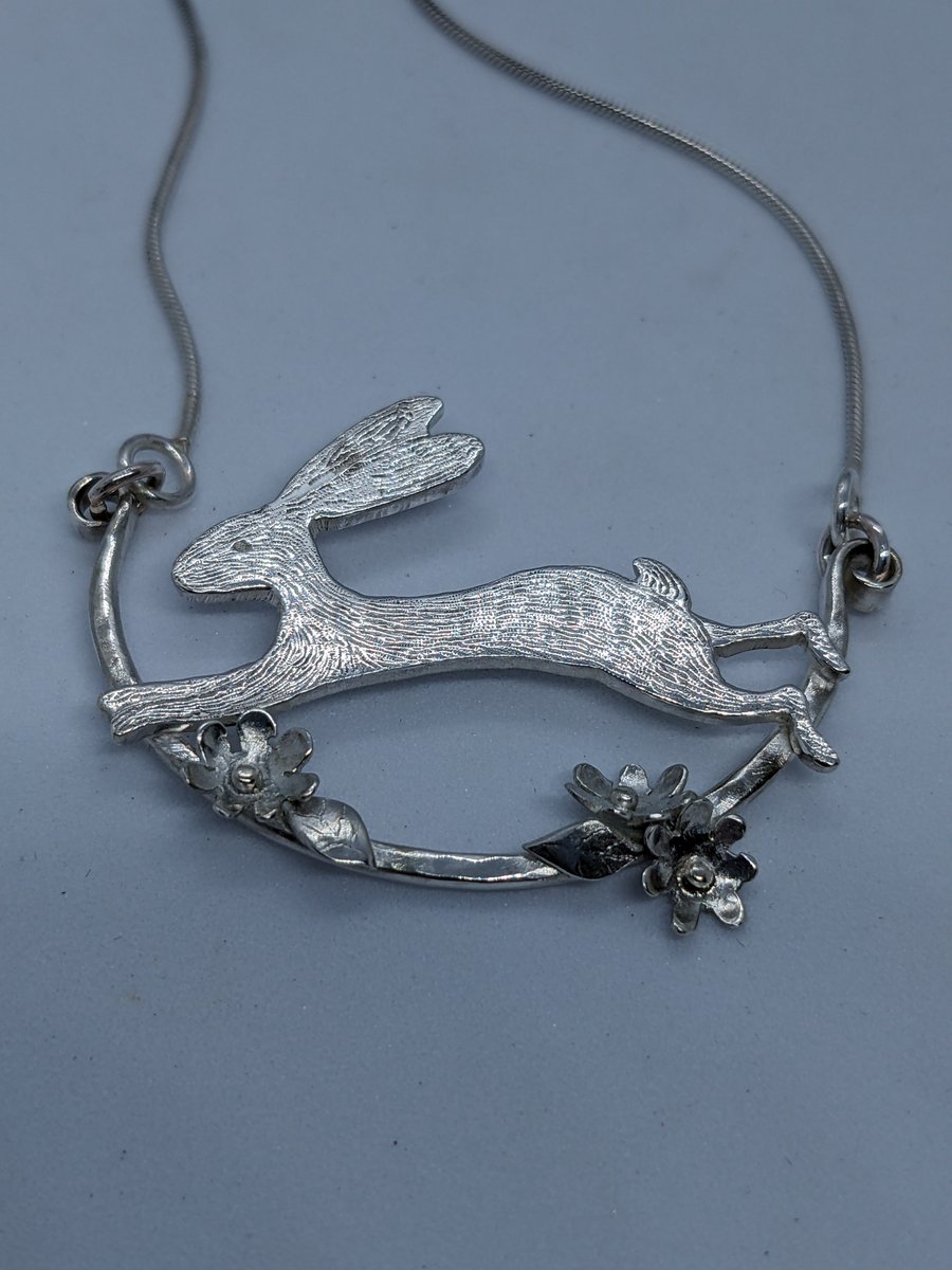 Sterling silver hare pendant