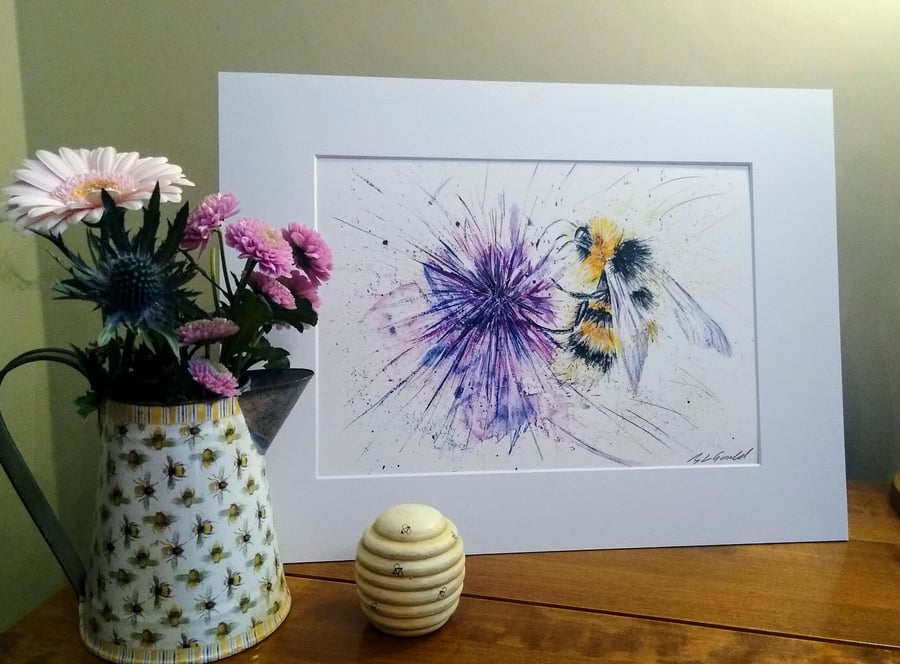 An A4 or A3 signed Art Print, Bumblebee
