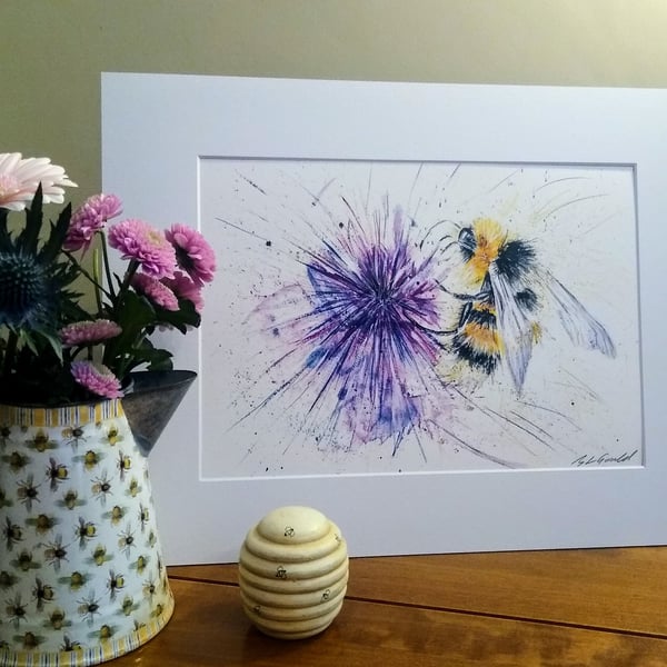 An A4 or A3 signed Art Print, Bumblebee