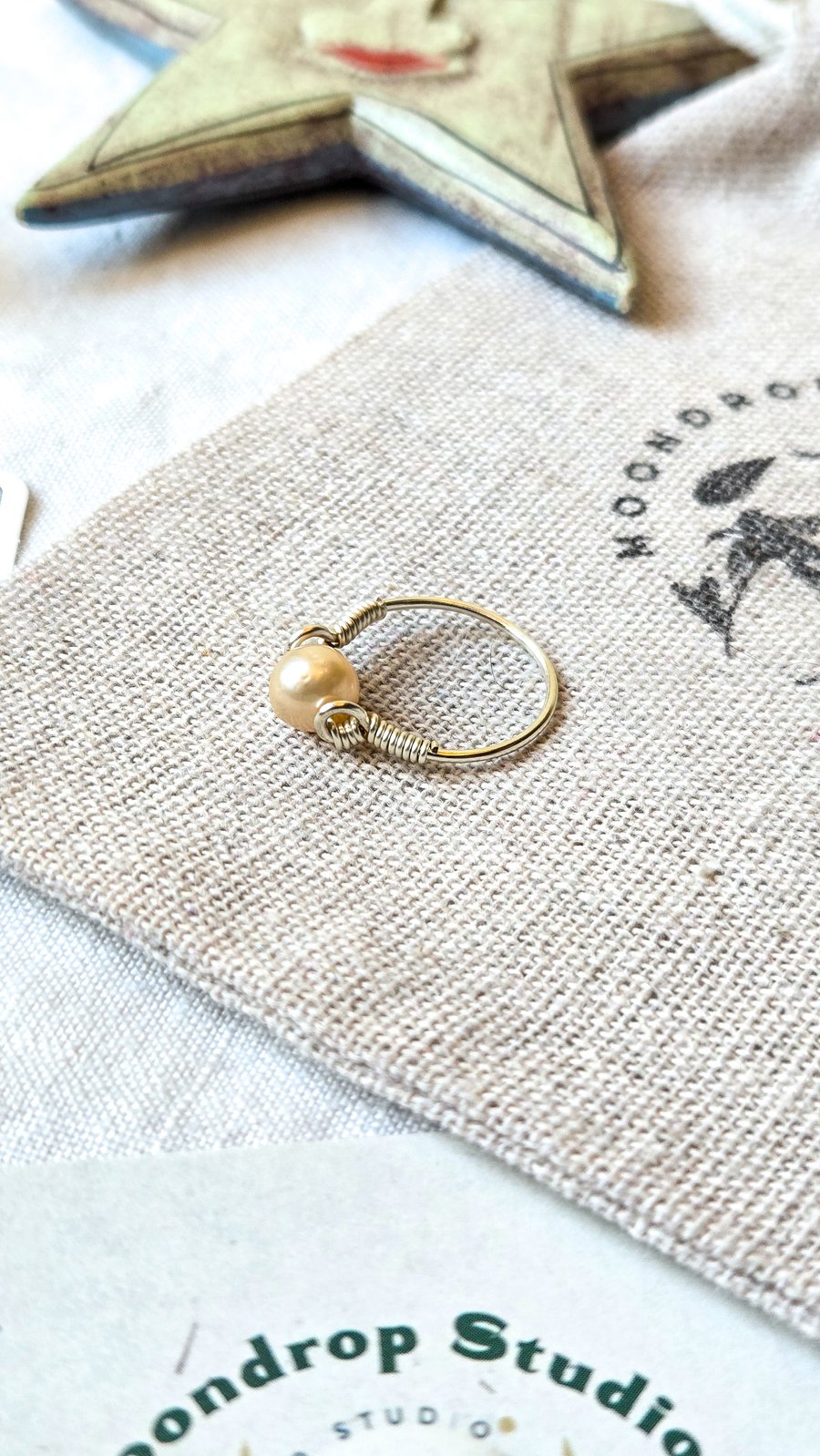 Peach Pearl Gemstone Sterling Silver Ring - June Birthstone, Gift For Mum 