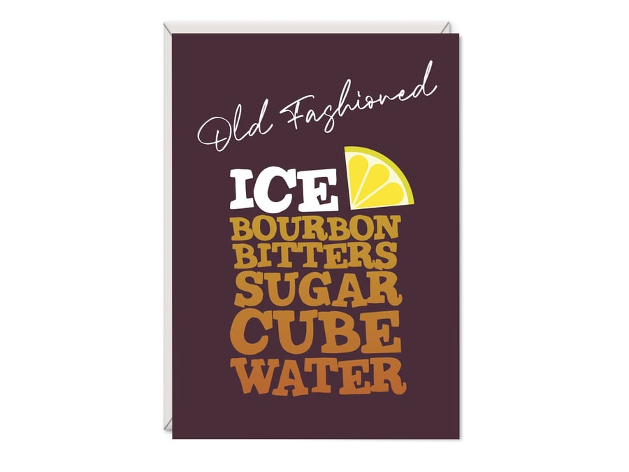 Old Fashioned Cocktail Birthday Card