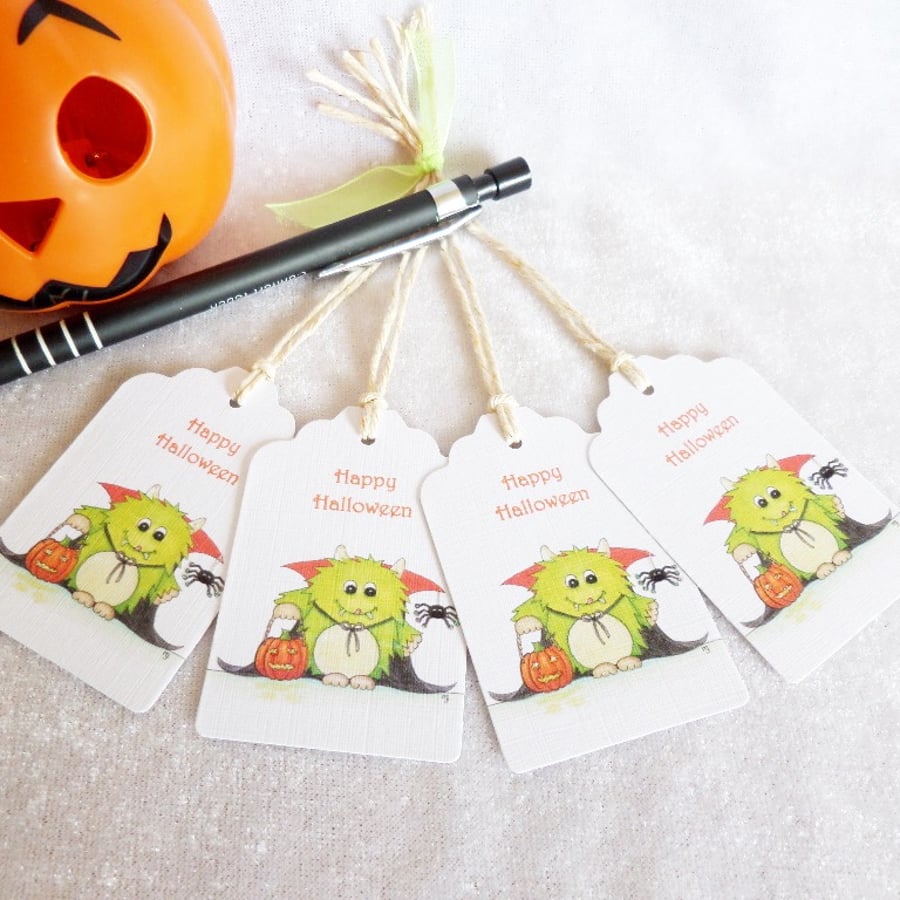 Halloween Little Monster Gift Tags - set of 4 tags
