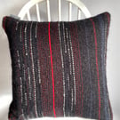 Hand woven square cushion, hand crafted using wool, mohair & cotton yarns