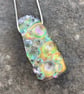 Fused Glass "Lichen" Bubble Pendant - Handmade Glass 