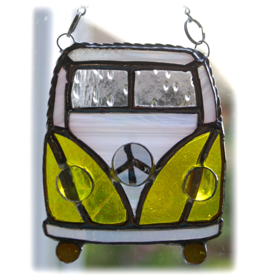 Campervan Suncatcher Stained Glass Yellow Camping Holiday 021