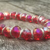 Red cut glass bracelet with silver jump rings