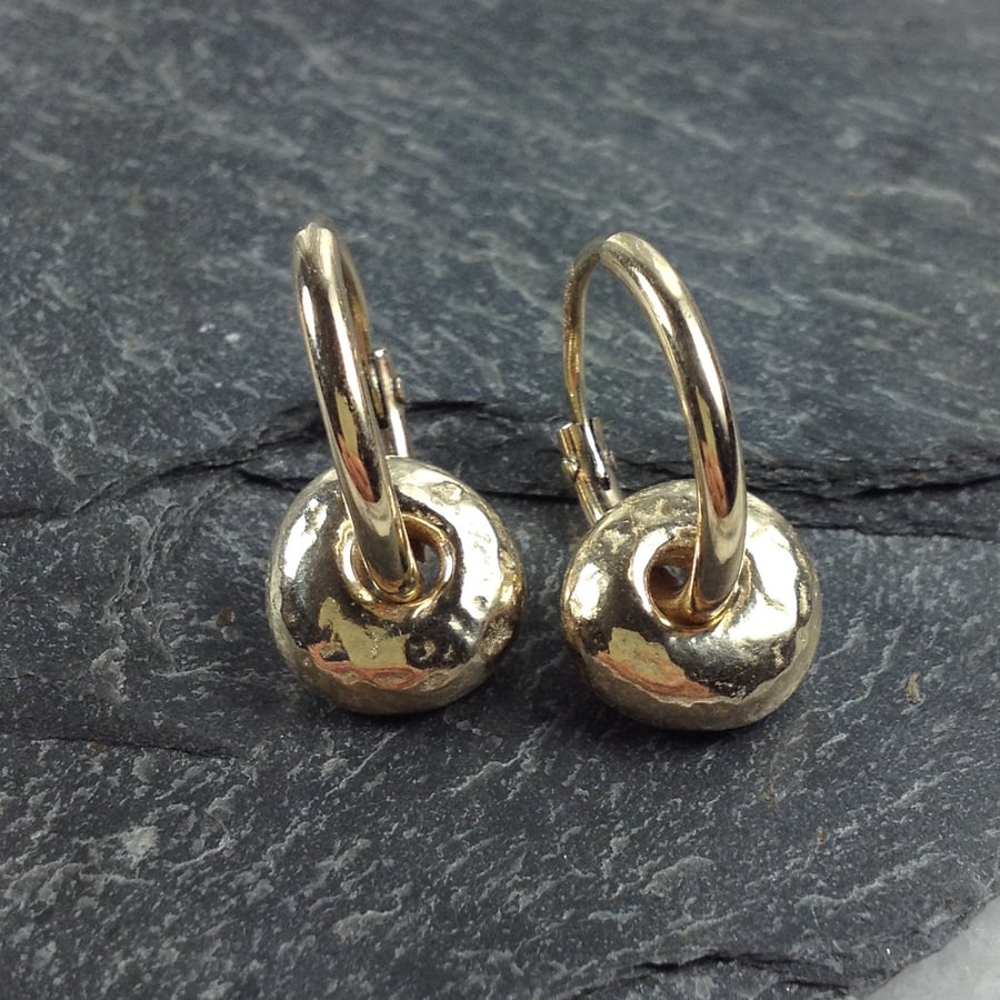 Gold nugget hoop earrings