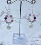 Wire teardrop earrings with plum tourmaline stones and wire spiral charms - Image 2