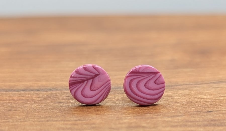 Swirly rose pink studs