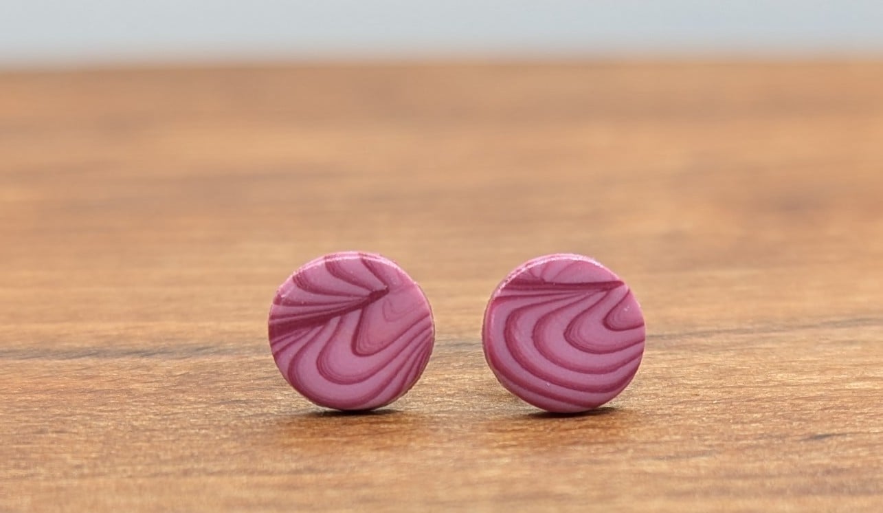 Swirly rose pink studs