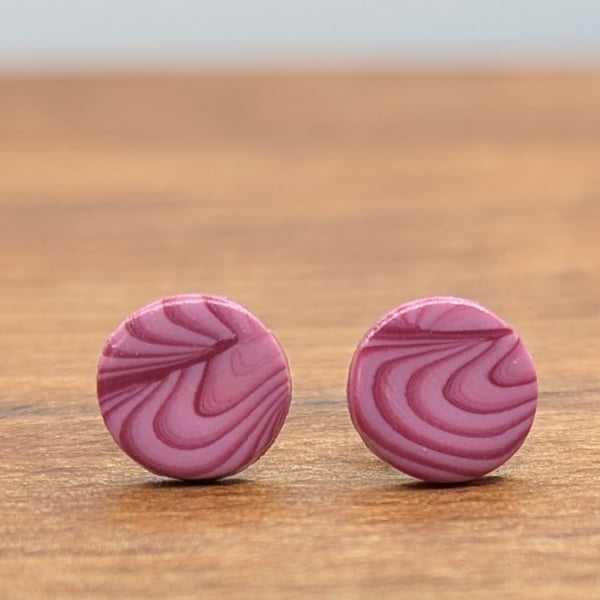 Swirly rose pink studs