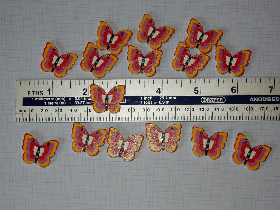 Bright butterfly wooden buttons