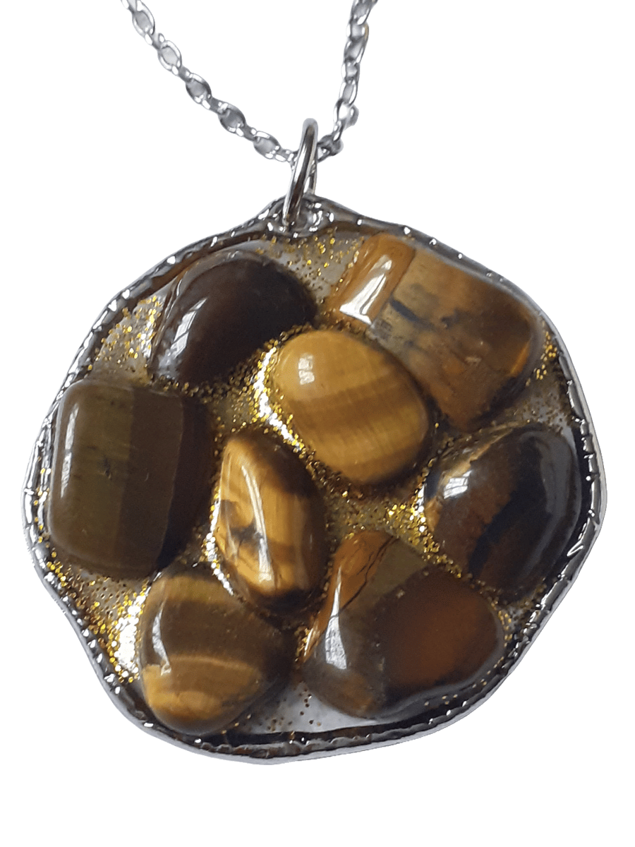 Handmade Tigers Eye crystal pendant necklace