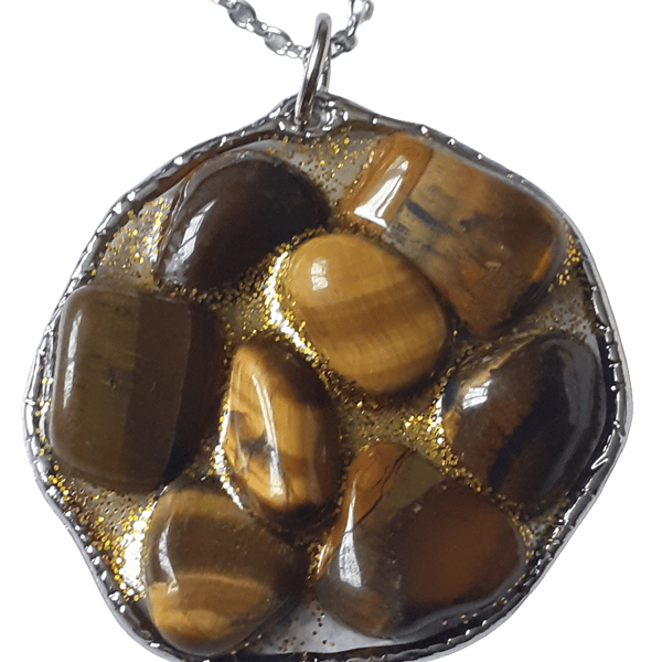 Handmade Tigers Eye crystal pendant necklace