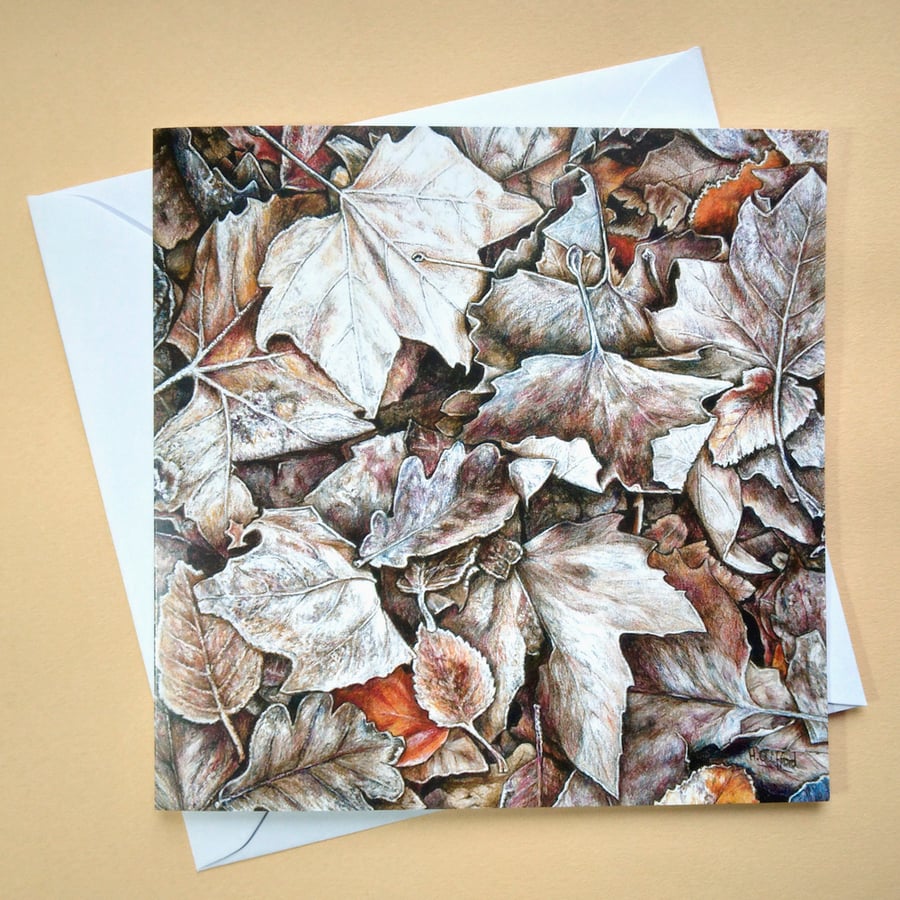 Greetings card - blank - Frosty Leaves