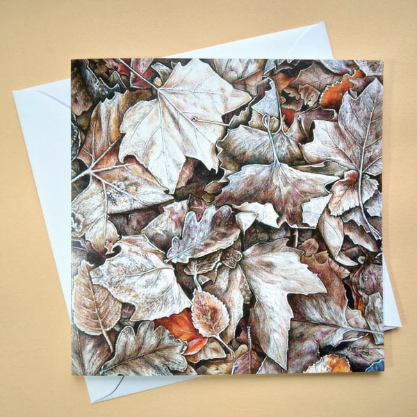 Greetings card - blank - Frosty Leaves