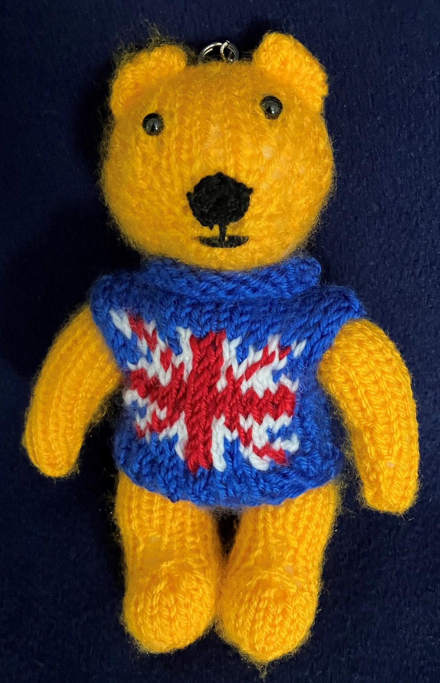 Golden Bear with a Union Jack short sleeve jumper - Keyring bag clip
