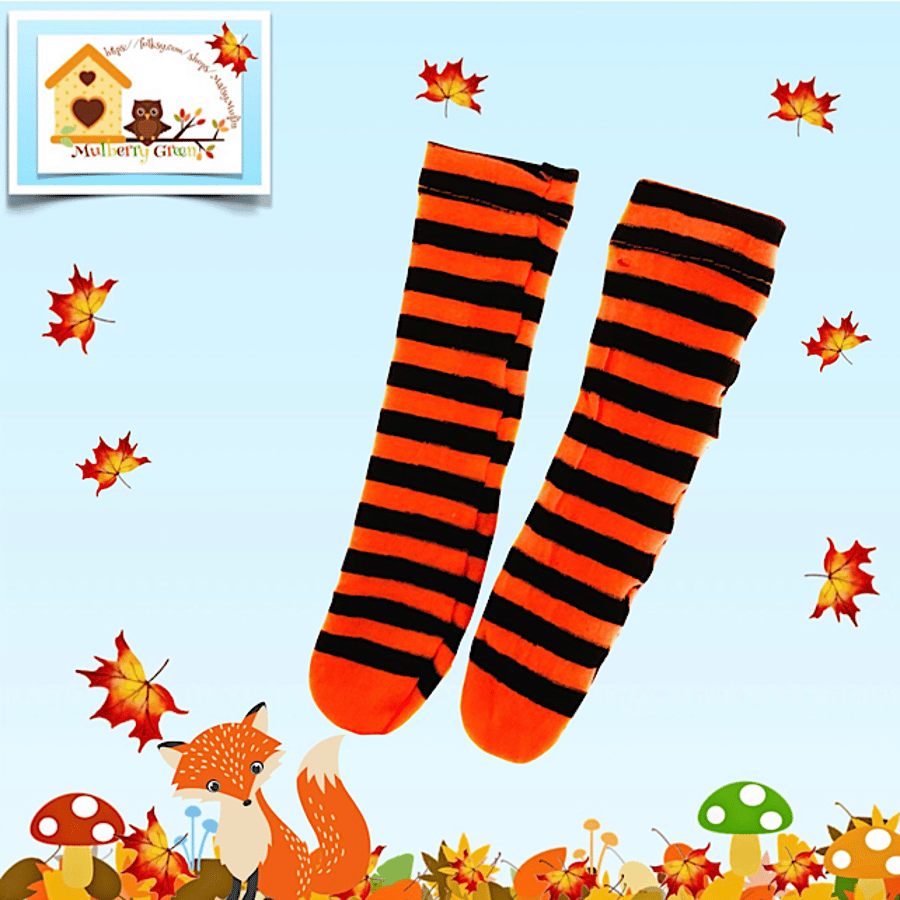 Orange and Black Over the Knee Socks