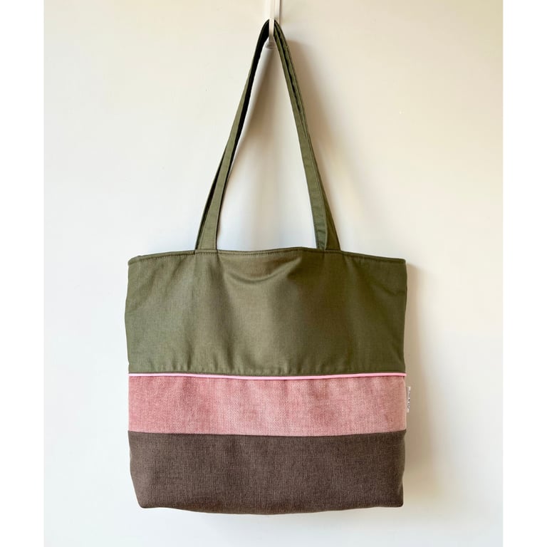 Colour Block Tote Bag - Woodland Dawn, Handmade in Bristol