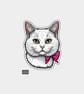 Funny Vinyl Sticker For Adults - White Cat With Bow 