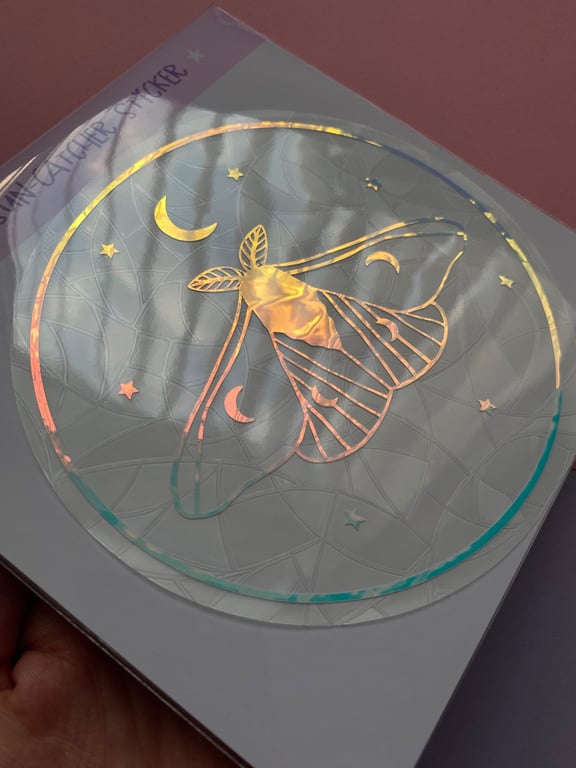 Moth window suncatcher sticker - mystic moth - moon and stars - window cling