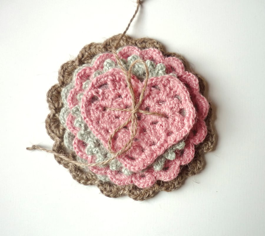 Boho style jute coasters - Eco friendly hew home gift - Crochet doilies