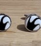 Black and White hand turned resin insert cufflinks - Image 2
